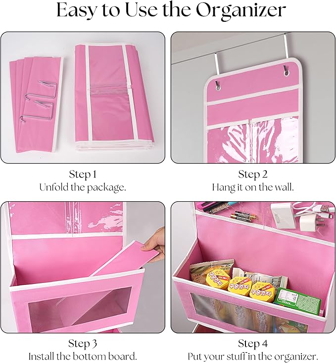 Giraffe Creation Over Door Organizer with 4 Large Capacity Pockets, Hanging Organizer Storage for Closet Bathroom Nursery Bed