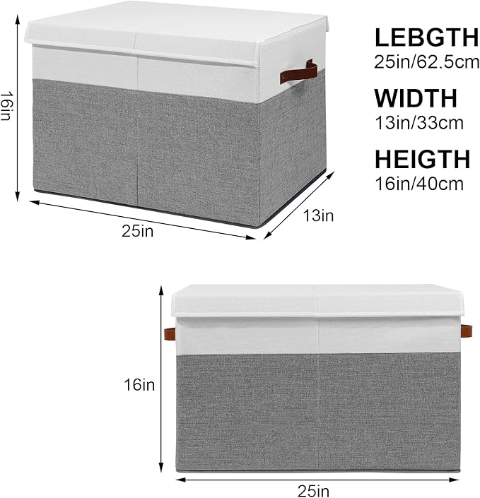 Gowee Large Toy Storage Box with Lid, Sturdy Toys Storage Chest Bin Organizer Basket with Dividers for Kids, Boys, Girls, Nur
