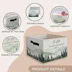 Forest Christian Basket Foldable Storage Bins Box with Handles, Be Still and Know That I Am God Bible Verse Religious Collaps