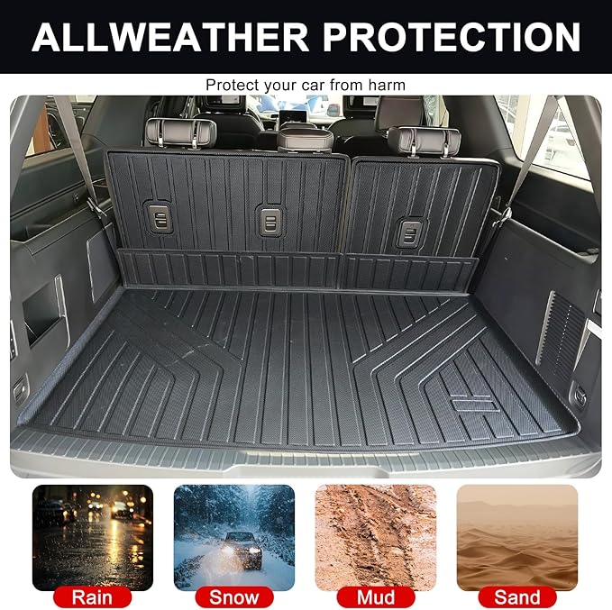 Cargo Liner Fits for Ford Expedition Max/Lincoln Navigator L 2018-2024, All Weather Back Seat Cover Trunk Cargo Mat for Expedition Accessories (Backrest Mat+Trunk Mat)(Only for Max & L)