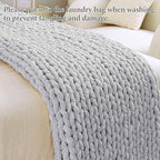 Admitrack Chunky Knit Blanket Throw, 100% Hand Knit Chenille Throw Blanket for Sofa & Home Decor, Soft and Cozy Knitted Throw