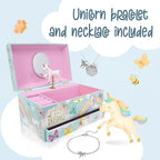 The Memory Building Co Unicorn Musical Jewelry Box Plays Classic Melody, Storage Organizer Music Box for Kids Ages 6-12, MDF 