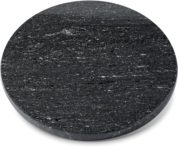 Koville 12'' Black Marble Lazy Susan Marble Turntable for Kitchen Dinning, Granite Lazy Susans Organizer for Cabinet, Serving