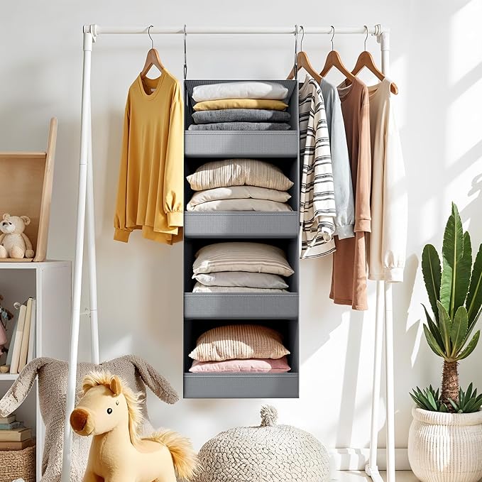 GRANNY SAYS 4-Shelf Hanging Organizer, Closet Hanging Shelves, Closet Hanging Storage Organizers, Organization for Bedroom, L