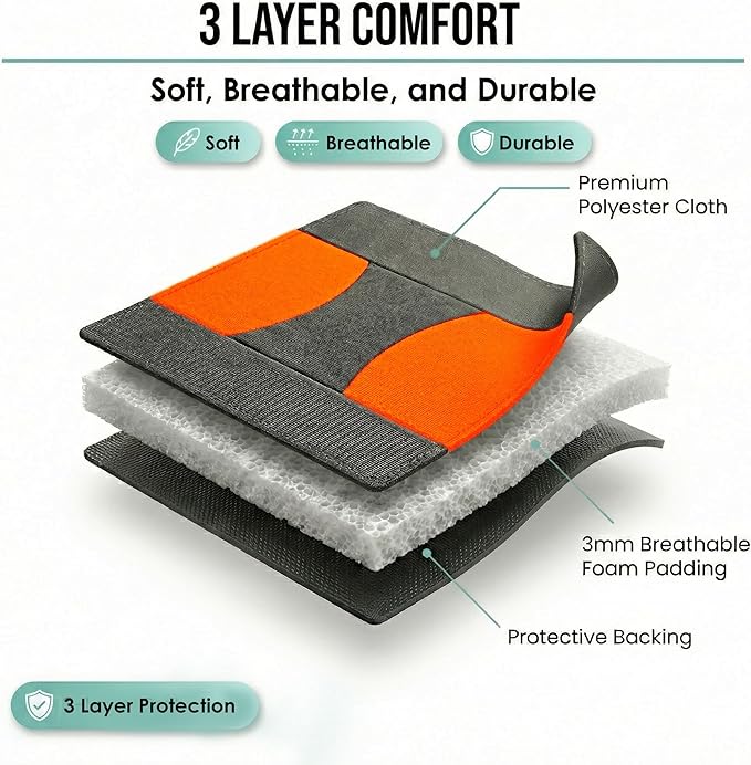 FH Group Bright Flat Cloth Full Set Automotive Seat Covers Front Set and Rear Solid Bench Orange Black Seat Covers w. Gift Un