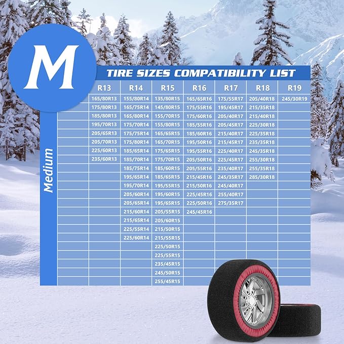 Automotive Snow Socks - Great Alternative to Tire Chains, Thickened Polyester Fiber for Maximum Traction & Grip, Fits Car, SU