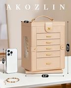 AKOZLIN Jewelry Box 6-Tier Organizer Functional 360° Rotating Jewelry Storage Case for Women Girls Ring Necklace Earring Brac