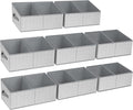 DIMJ Storage Baskets for Shelves 8 Packs - Large Trapezoid Closet Organizer Bins with Handles and Divider, Foldable Clothes C