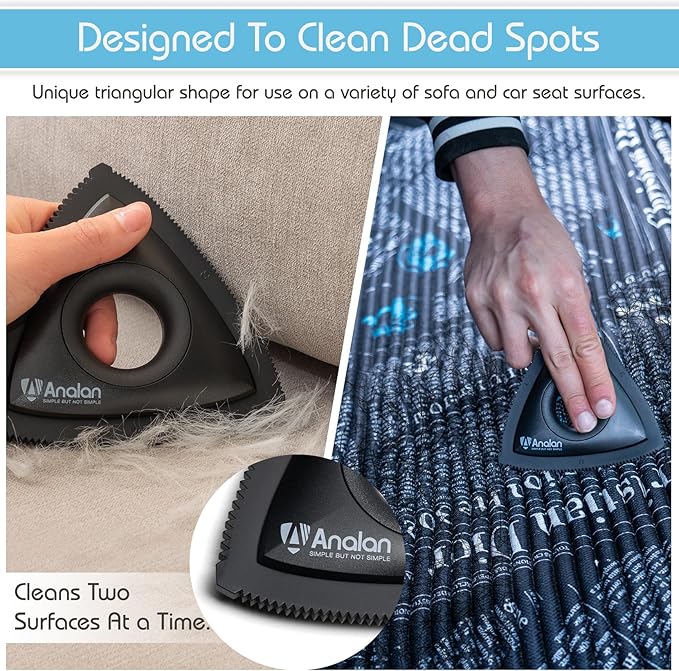 Analan Mini Pet Hair Remover, Triangle Design for Car Interior, Auto Detailing, Carpet, Couch, Furniture, Multi-Color (Sapphi
