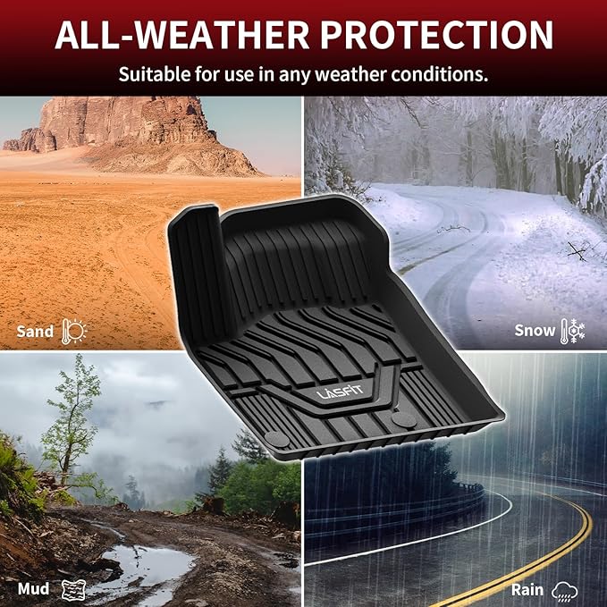 LASFIT Floor Mats & Cargo Mat for Nissan Rogue 2021-2026 (Not Fit Rogue Sport), Custom Fit All Weather TPE Floor Liners for Nissan Rogue S/SV/SL/Platinum 2021-2026 Full Set Car Mats & Trunk Mat, Black