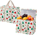 VENO 2 Pack Insulated Cooler Bag for Food Delivery, Reusable Grocery Shopping Bag, Heavy Duty, Large Size, Durable Handles, Double Zippers, Lid, Collapsible (Jingle Mix, 2 Pack)