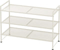 Simple Houseware 3-Tier Stackable Mesh Shoe Rack, White