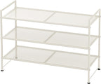 Simple Houseware 3-Tier Stackable Mesh Shoe Rack, White