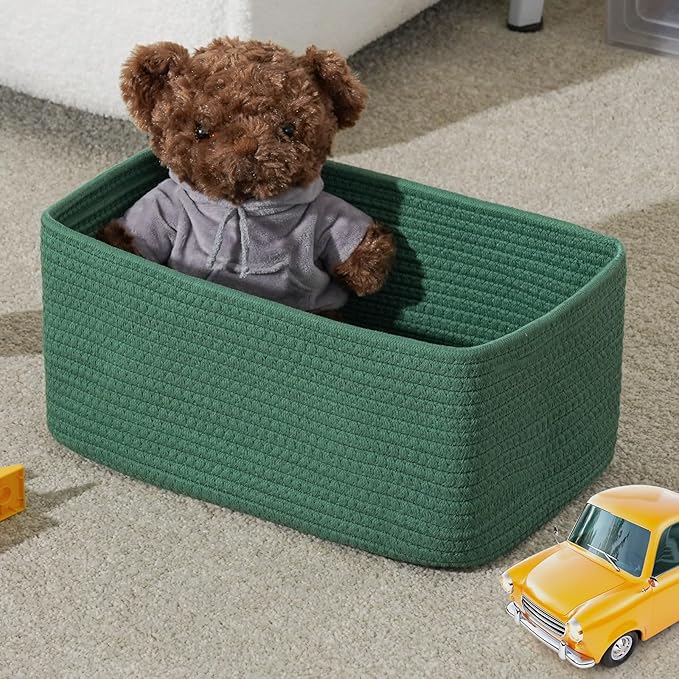 3-Pack Storage Baskets for Organizing | Woven Shelf Toy Basket | Rope Baskets for Gifts Empty | Closet Organizer Bins with Ha