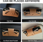 Car Sunglasses Holder for Car Visor Vegan Leather Auto Eyeglass Case with Clip Automotive Interior Visor Accessories
