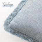 Foindtower Set of 2 Decorative Linen Fringe Throw Pillow Covers Boho Farmhouse Cushion Cover with Tassels Soft Accent Pillowc