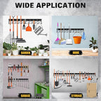 ELEAD 68'' All Metal Adjustable Garden Tool Organizer: Garage Tool Organizer Wall Mount with Black Hooks, Garage Organizers a