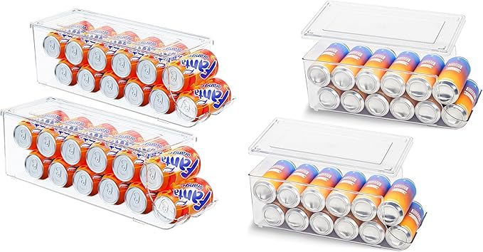 2 Pack Standard Can Organizer & 2 Pack Tall Can Organizer for Refrigerator