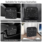Accmor 2 Pack Bling Car Trash Can with Lid, Small Garbage Can, Auto Garbage Storage Bin with 90pcs Garbage Bags, Sparkling Crystal Trash Bags Holder for Car, Home, Office Storage (Black Rhinestone)
