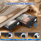 Beborxue Under Bed Storage with Wheels, 4-Pack UnderBed Storage Containers with Clear Lids, XXL 60L Under the Bed Storage Org