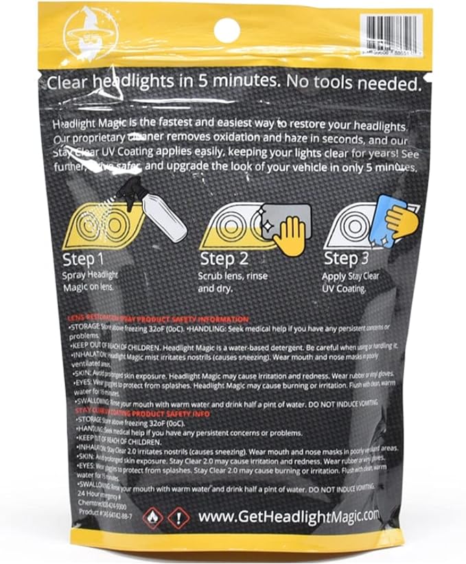All in One Headlight Magic DIY Kit - Restore Headlights - Fix Cloudy Headlights Under 5 Minutes Tool Free Headlight Restorati