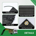 RV Awning Shade Screen with Zipper 9' x 13'3'', 600D Oxford Top + Mesh Bottom, RV Sun Shade Screen for Awning, RV Shade Complete Kits for Trailer Camper