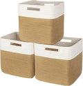 AELS Hand Woven Cotton Baskets for Storage, Cube Storage Bins with Handles, Foldable Collapsible Closet Organizers and Storag