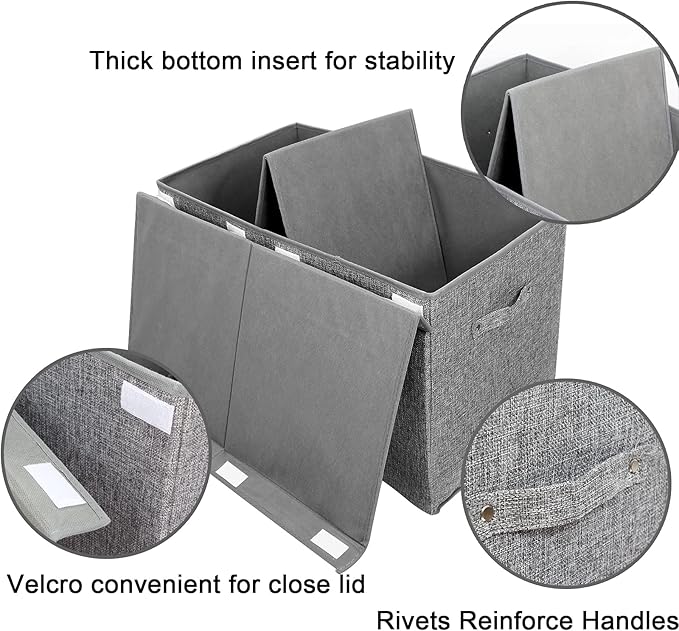 popoly Large Toy Box Storage with Lid, Collapsible Sturdy Toy Chest Storage Bin Box with Rivets Handles for Kids, Boys, Girls