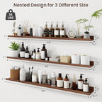 Axeman 48 Inch Floating Shelves | Walnut Picture Ledge Shelf Set of 3 | Rustic Wood Wall Shelves with Lip | 48" Walnut Pictur