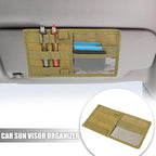 X AUTOHAUX Khaki Universal Car Sun Visor Organizer Storage Pocket Hook and Loop Tape Nylon for SUV RV Truck