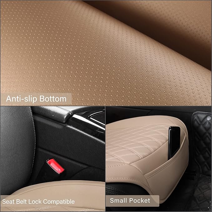 Sanwom Universal Front Leather Car Seat Covers 2 Pcs Luxury Seat Covers, Anti-Slip Waterproof Auto Driver Cushions Fit SUV Pi
