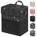 Capolo Car Trash Can with Lid, Leakproof Car Trash Bag Hanging Waterproof Automotive Garbage Can with Storage Pockets Mini Vehicle Trash Bin for Back/Front Seat(Sparkly Black,2.5 Gallon)