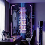 Exclusive U-Shaped 5-Tier Compact Narrow Wall Shelf Unit with RGB Lighting, Modern Vertical Shelf for Vanity, Ideal for Anime
