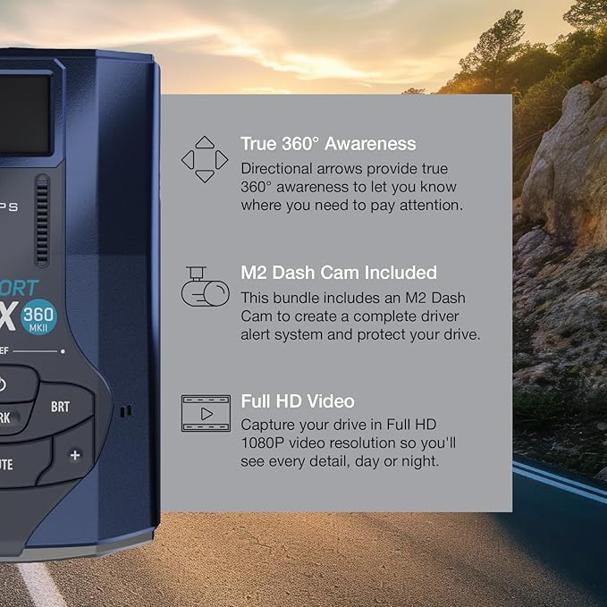 Escort MAX 360 MKII Radar and Laser Detector & Escort M2 Smart Dash Cam Bundle - 1080P Full HD Video, Extreme Range, False-Al