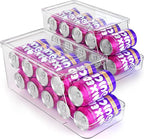 theaoo 6 Pack Clear Storage Bins with Lids Stackable AND Soda Can Dispenser for Refrigerator with Lids