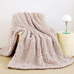 Admitrack Chunky Knit Blanket Throw, 100% Hand Knit Chenille Throw Blanket for Sofa & Home Decor, Soft and Cozy Knitted Throw