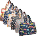 allydrew Large Foldable Tote Nylon Reusable Grocery Bags, 6 Pack