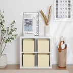 StorageWorks Beige Storage Cubes, 11 Inch Cube Storage Bins with Handle, Cube Storage Organizer Bins for Shelves and Closet, 