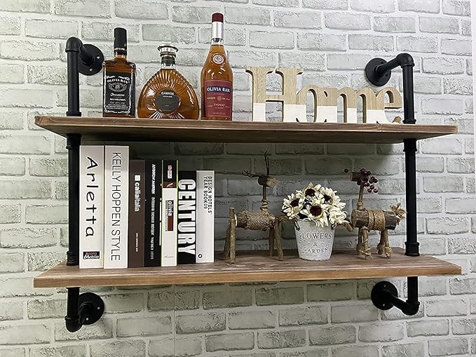 Pipe Shelves Industrial Pipe Shelving Shelves Real Wood Industrial Floating Pipe Shelves with Wood Planks 36 inch Wall Shelve