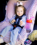 Niko Easy-Wash Children's Car Seat Cover & Liner - Minky - Pink Chevron - Perfect for Winter - Fits Most Toddler Car Seats - 