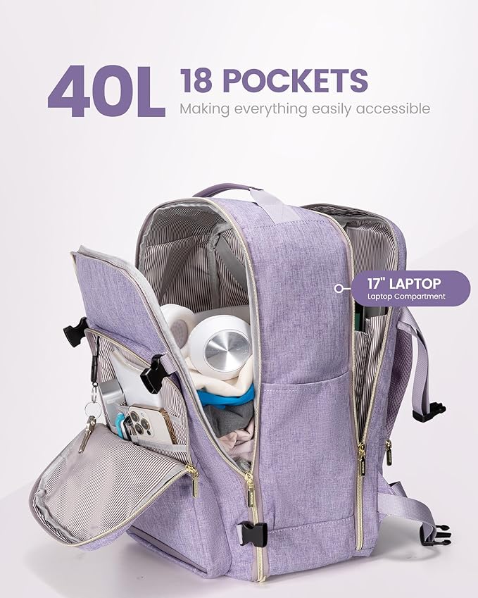 LOVEVOOK Travel Backpack for Women & Men 40L,Airline Approved Carry On Backpack Travel Essentials,TSA Carry on Luggage,Waterp