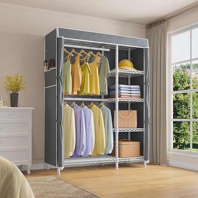 VIPEK V7C Garment Racks with Cover Portable Closets for Hanging Clothes, Heavy Duty Clothes Rack with Shelves Metal Closet Wa