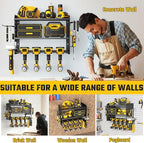 SUNALLY Power Tool Organizer, Heavy Duty Wall Mount Tool Organizer 3 Layers with 4 Drill Holders, Garage Tools Storage Rack w