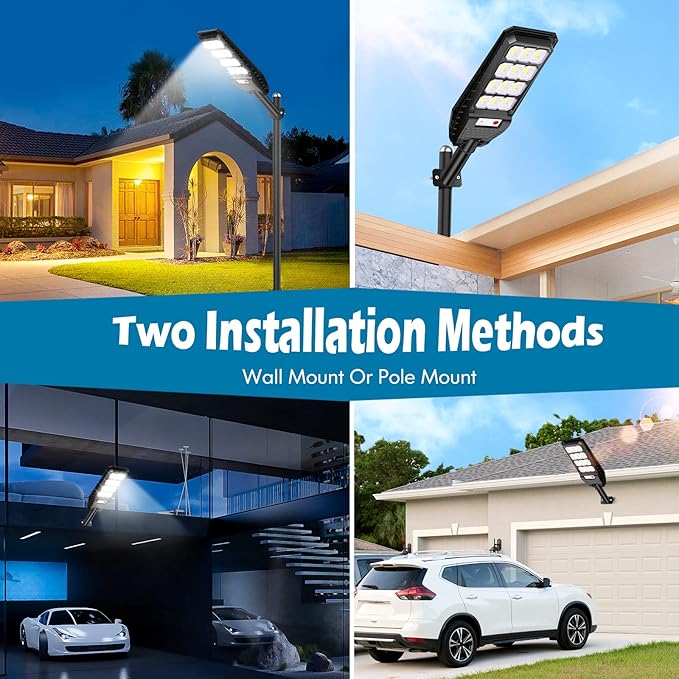 VUAA 4 Pack Solar Street Lights Outdoor Waterproof, 6500K 6000LM LED Street Light Dusk to Dawn,Solar Motion Sensor Lights Out