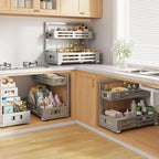 2 Pack 19IN-Depth Under Sink Organizer,Pull Out Cabinet Organizer With Smooth Cylindrical Rail,Metal Slide Out Drawer for Kit