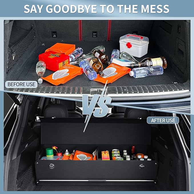Car Trunk Organizer for Honda CR-V 2017-2022, Collapsible Sturdy Trunk Storage Container with Lid and Handle Large Leather Car