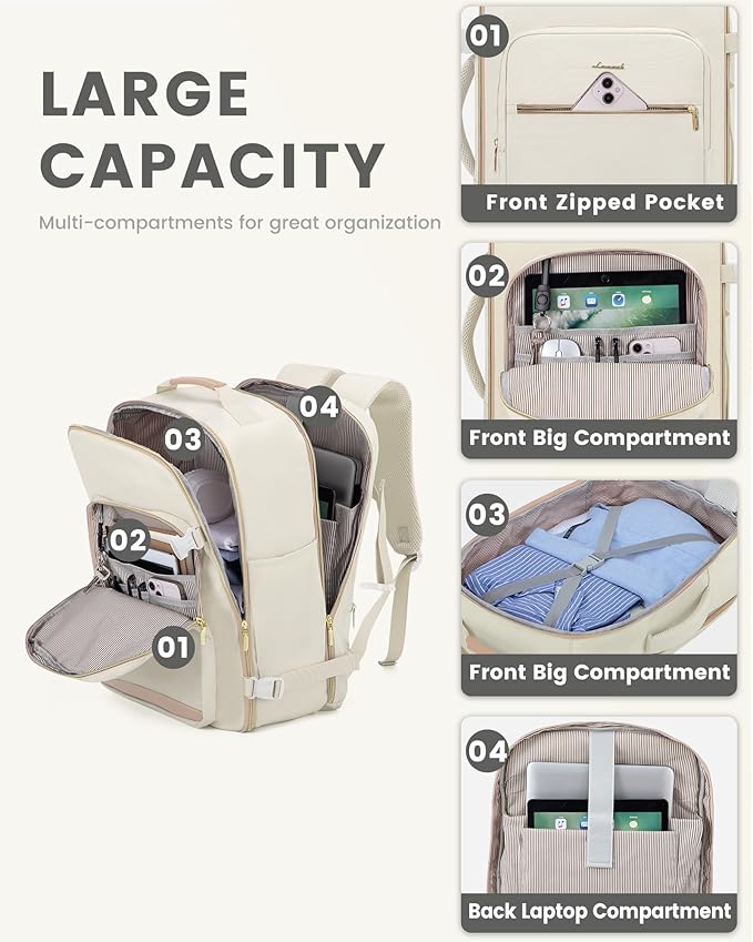LOVEVOOK Travel Backpack for Women & Men 40L,Airline Approved Carry On Backpack Travel Essential,TSA Carry on Luggage,Waterpr