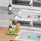 Cisily Sponge Holder for Kitchen Sink, Sink Caddy Organizer with High Brush Holder, Kitchen Countertop Organizers and Storage