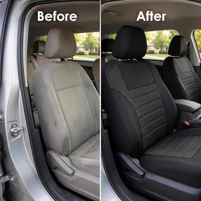 FH Group Automotive Car Seat Covers Full Set Premium 3D Air Mesh Front Seat Covers, Airbag Compatible & Split Bench Cover Uni