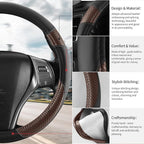 Non-Slip Car Nappa Leather Steering Wheel Cover,Universal Car Accessories Women Men Fit 14" 1/2-15" Suvs/Vans/Sedans/Cars/Tru